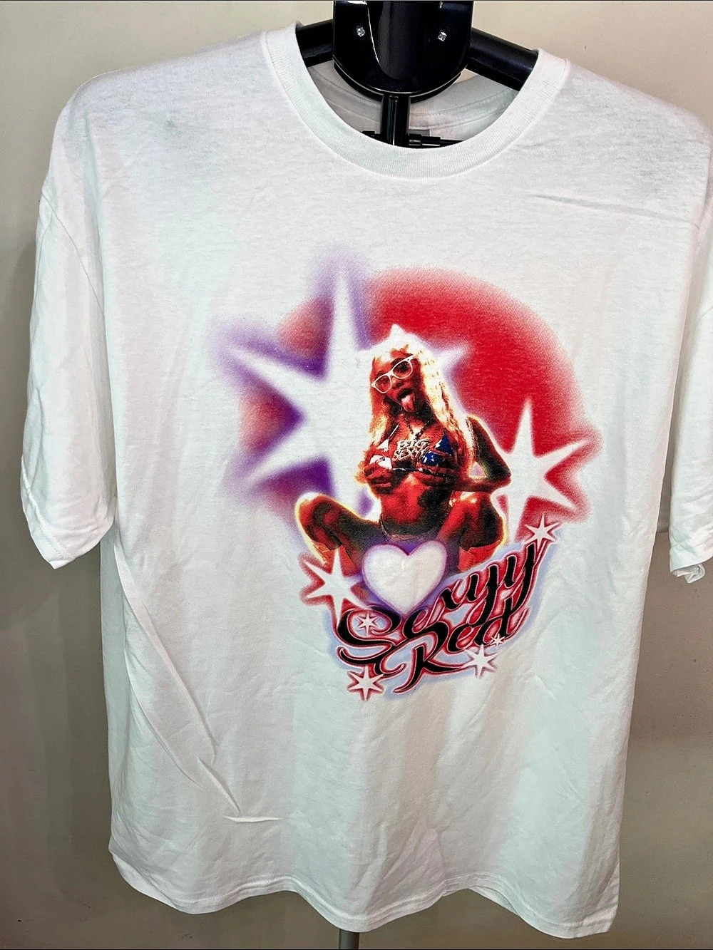 Sexyy Red Graphic Tee in White & Red Size XL